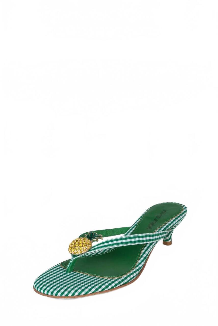 NEW JEFFREY CAMPBELL women's pina colada sandals in green gingham